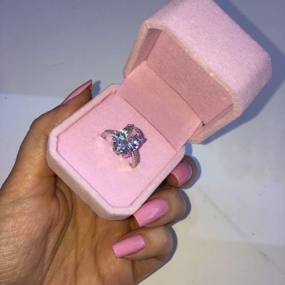 14k white gold oval diamond ring wedding 5 CT size 9 - Picture 5 of 8